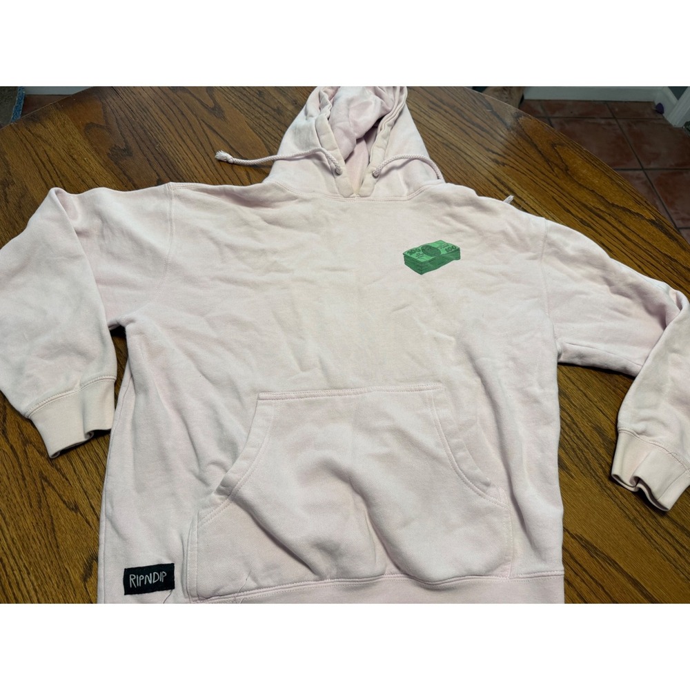 RIPNDIP Lord Nermal Money Pink Hoodie Graphic Sweatshirt Mens XL